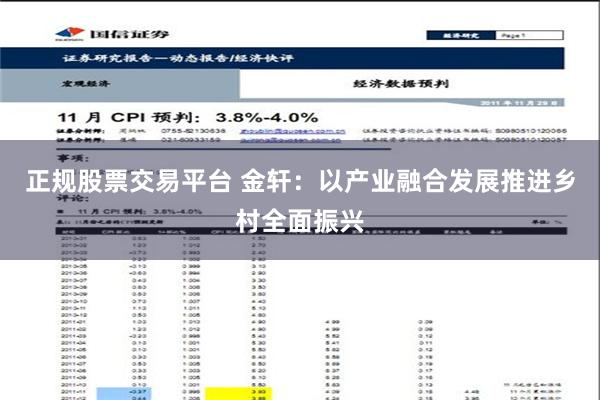 正规股票交易平台 金轩：以产业融合发展推进乡村全面振兴