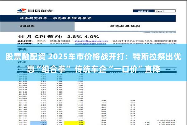 股票融配资 2025车市价格战开打：特斯拉祭出优惠“组合拳” 传统车企“一口价”直降